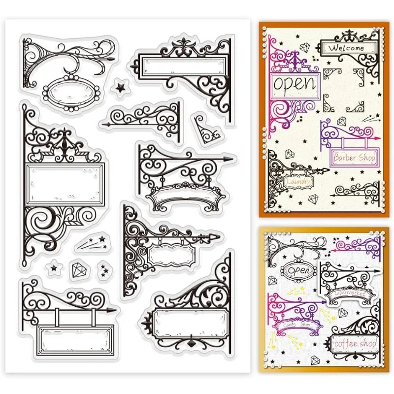 1 Stück Vintage Schild Transparente Stempel PVC Kunststoff Klare Gummistempel Grußkartenstempel Siegelstempel für DIY Scrapbooking