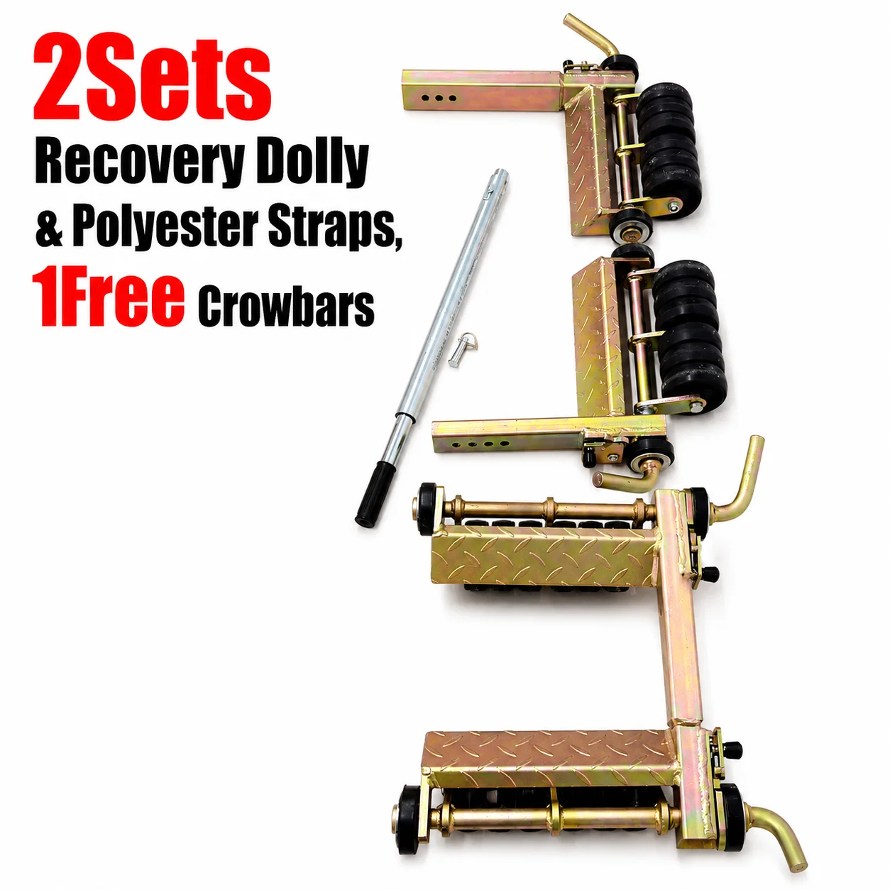 Car Towing Skates And Ratchet Tie Down Combo 12000 Lb Recovery Dolly With Polyester Straps