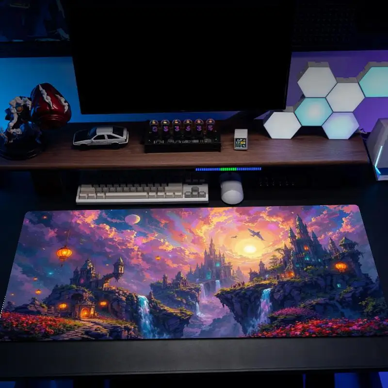 Fairy Tale Town Theme Forest Castle Mouse Pad Extra Large Tube Pads Anti-Slip Bottom Office Game Desktop MousePad