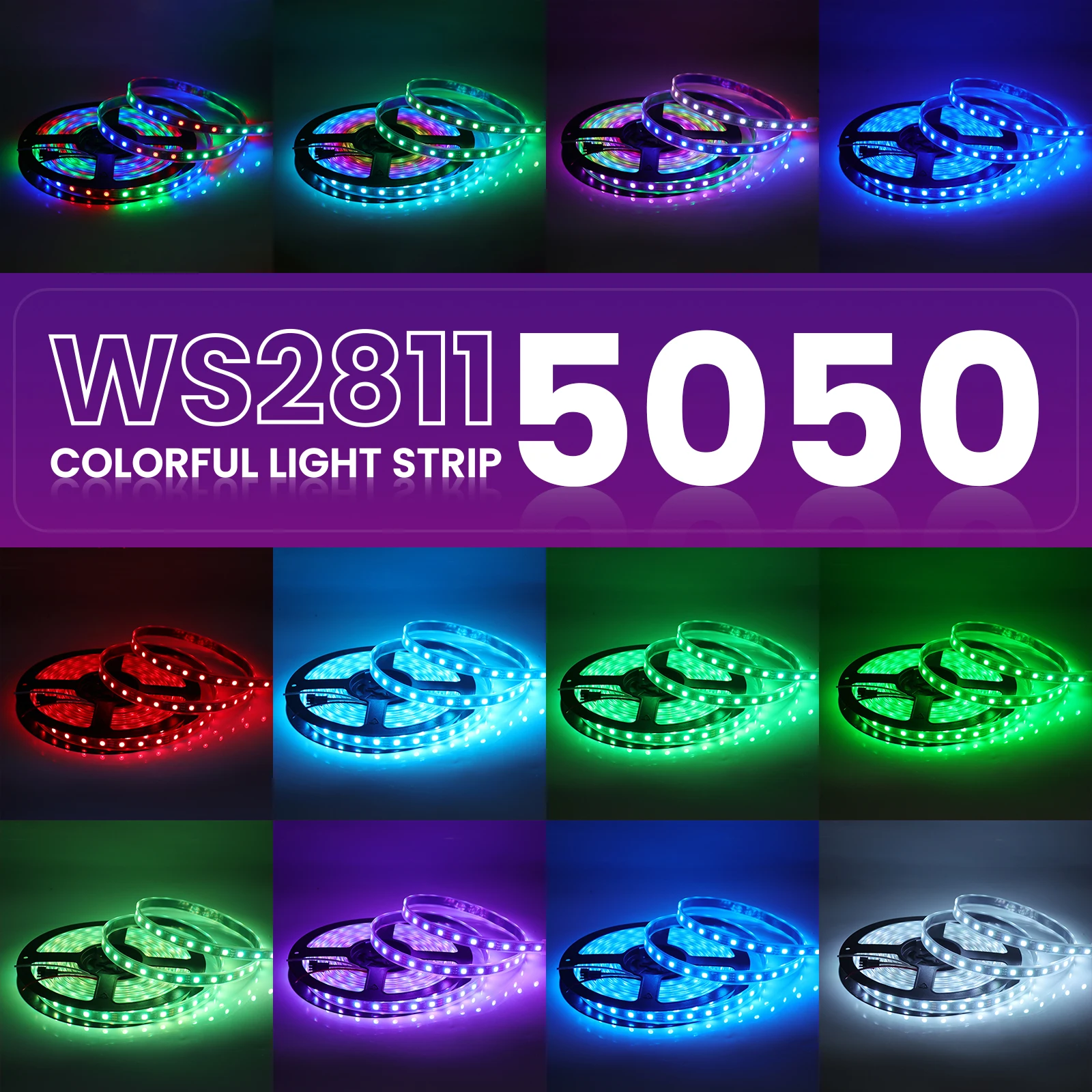 WS2811 5050 RGB Smart LED Strip Individually Addressable Full Color Pixel lights 30 60Leds/m Ribbon Tape IP20/65 Waterproof 12V