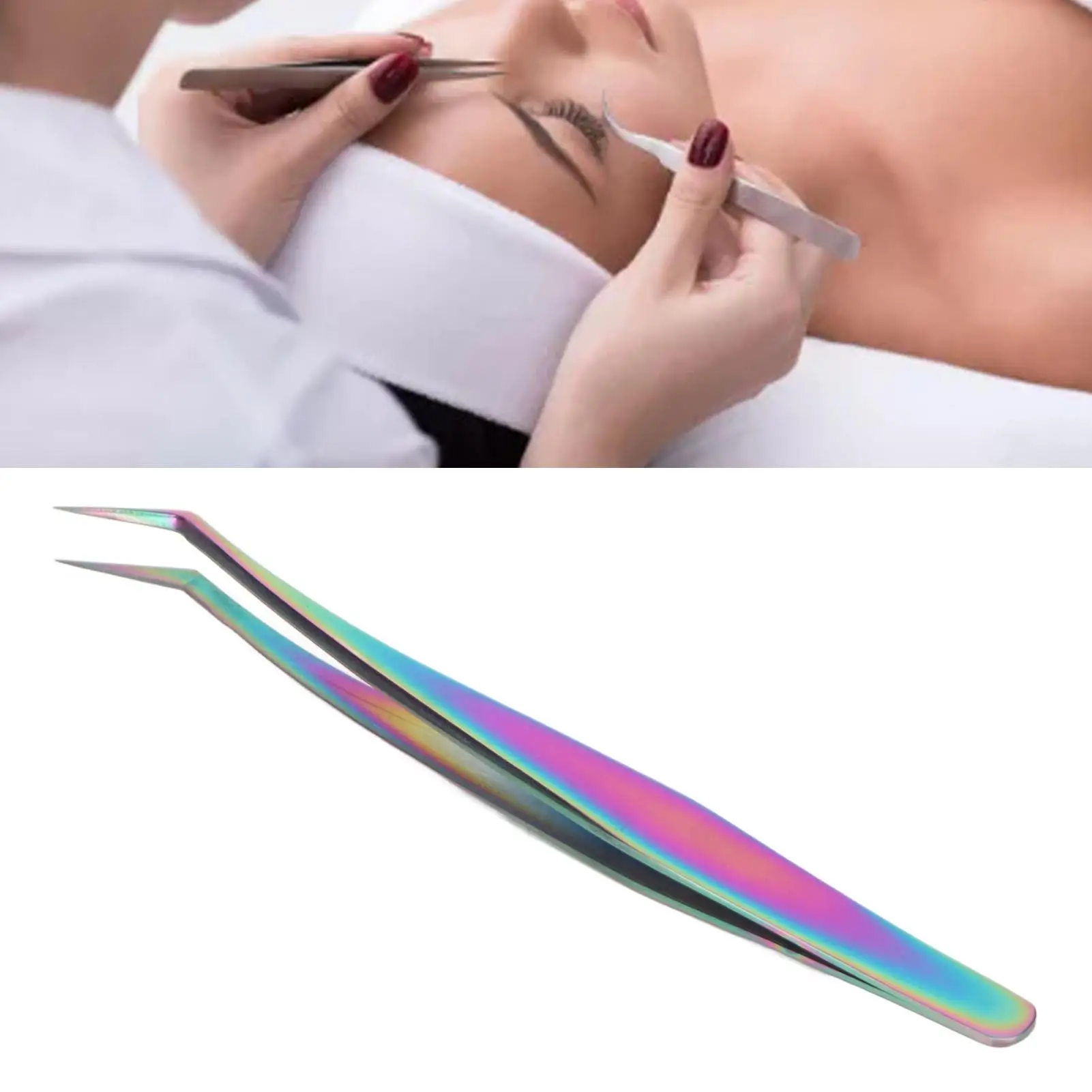 Colorful False for eyelash Extension Tweezers Stainless Steel for Artists & Salons