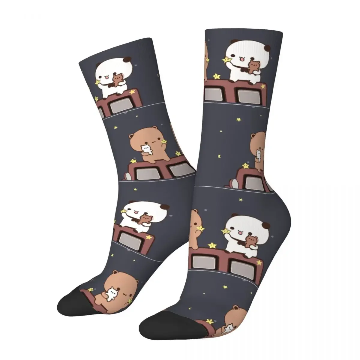 

Funny Crazy Sock for Men Watching The Moon Together Hip Hop Harajuku Bubu Dudu Cartoon Pattern Print Boys Crew Sock Novelty Gift