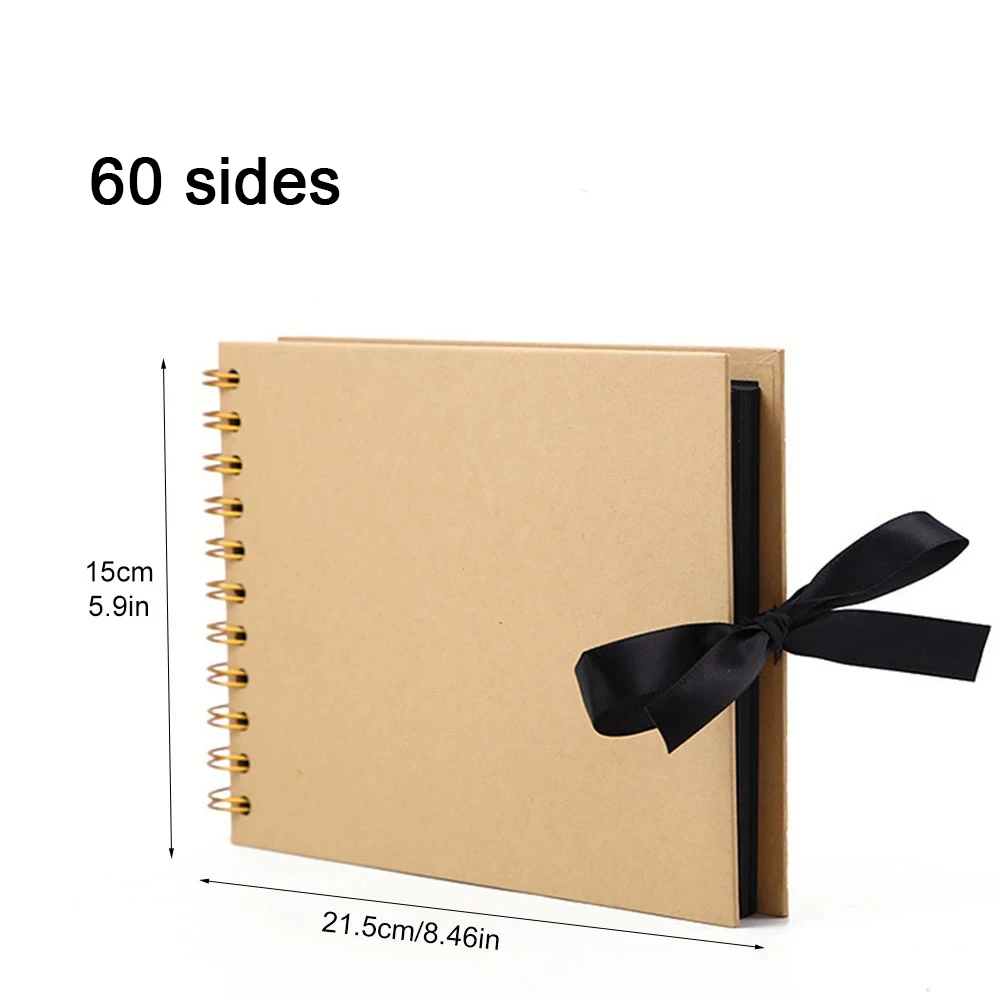 NONE ZK20 80 Seiten schwarze Erinnerungsbücher DIY Handwerk Fotoalben Scrapbook Cover Kraftalbum für Hochzeitstag Geschenke Erinnerungsbücher 3