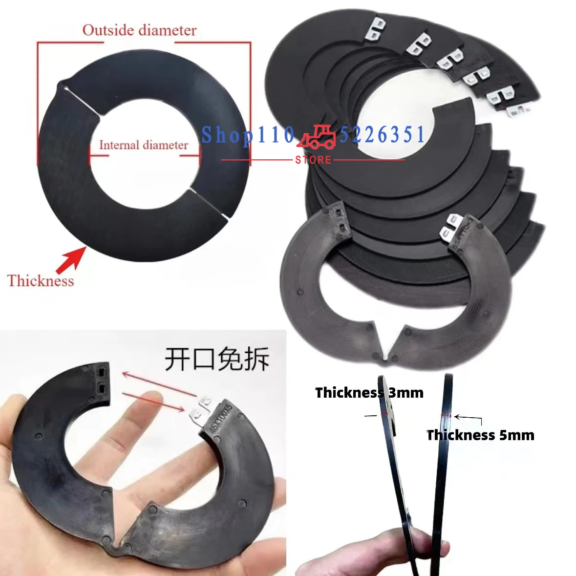 10 Pieces Excavator Gasket-free Bucket Shaft for Komatsu DOOSAN Shantui HITACHI KOBELCO SANY KOMTSU KATO XCMG Kubota SDLG Yuchai