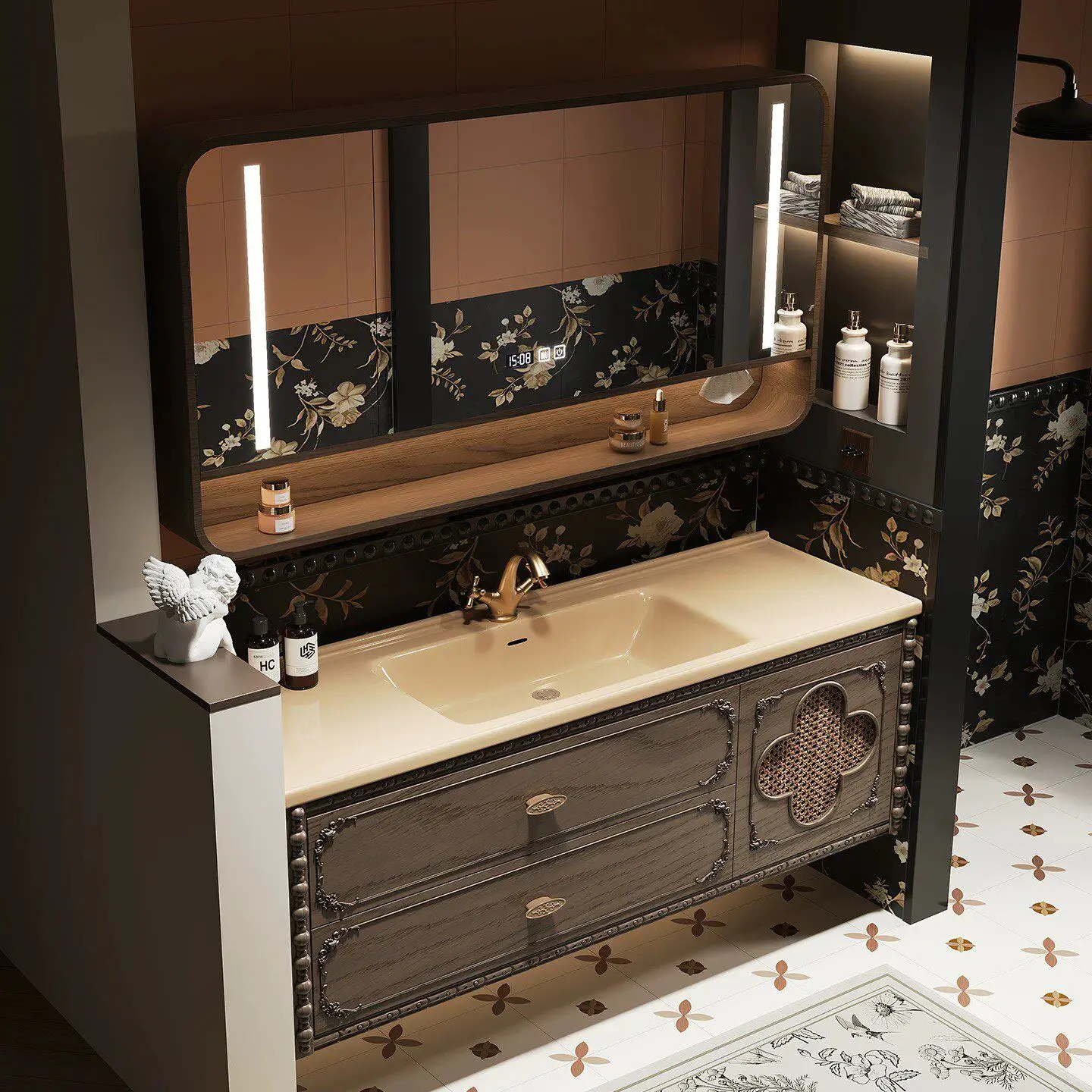 

rattan bathroom cabinet ceramic integrated basin mirror cabinet bathroom hand washing sink