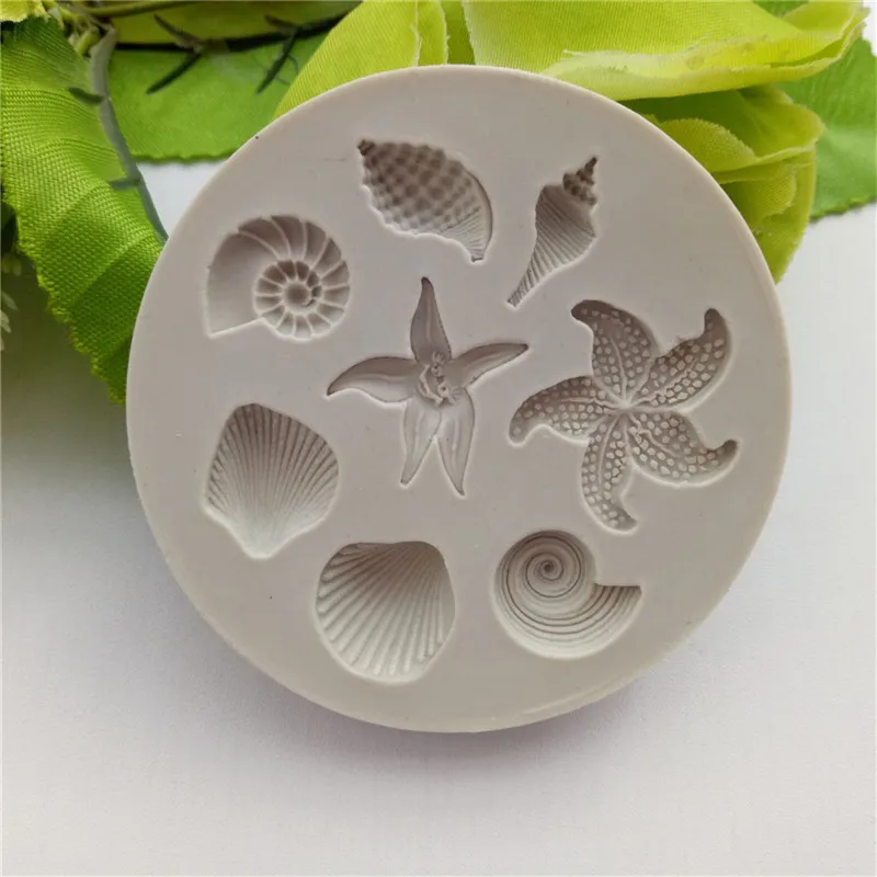 Seashell Conch Starfish Fish Under the Sea Style Pastry Baking Molds for Cookie Candy Marine Theme Cake Fondant Silicone Mold