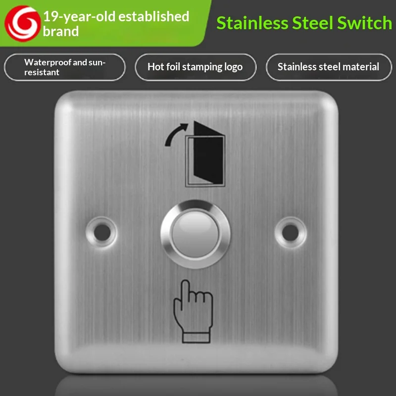 86 Type 304 Stainless Steel Door Exit Button Push to Exit Switch NO NC COM 12V for Access Control Syste