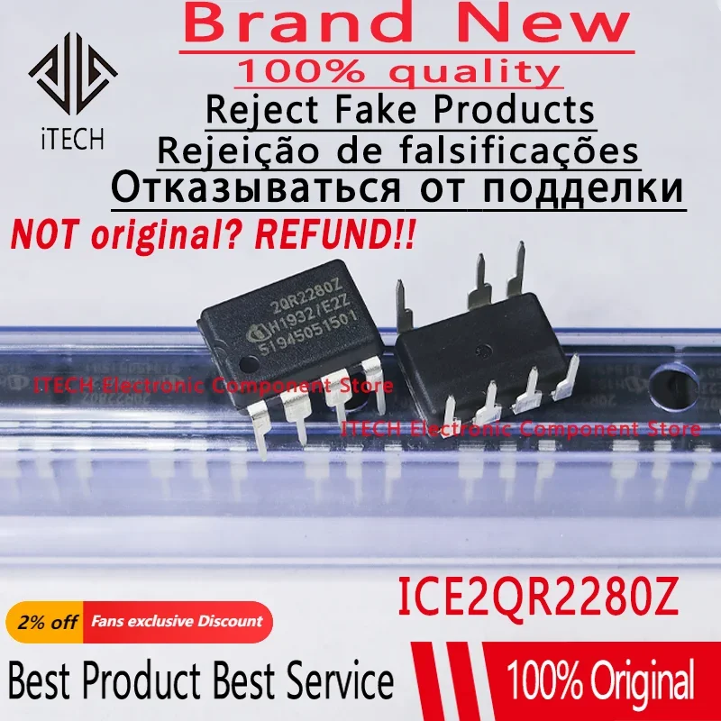 (10-100)pcs/llot Original 2QR2280Z ICE2QR2280Z 100% New and Genuine Chip Packing 7-DIP