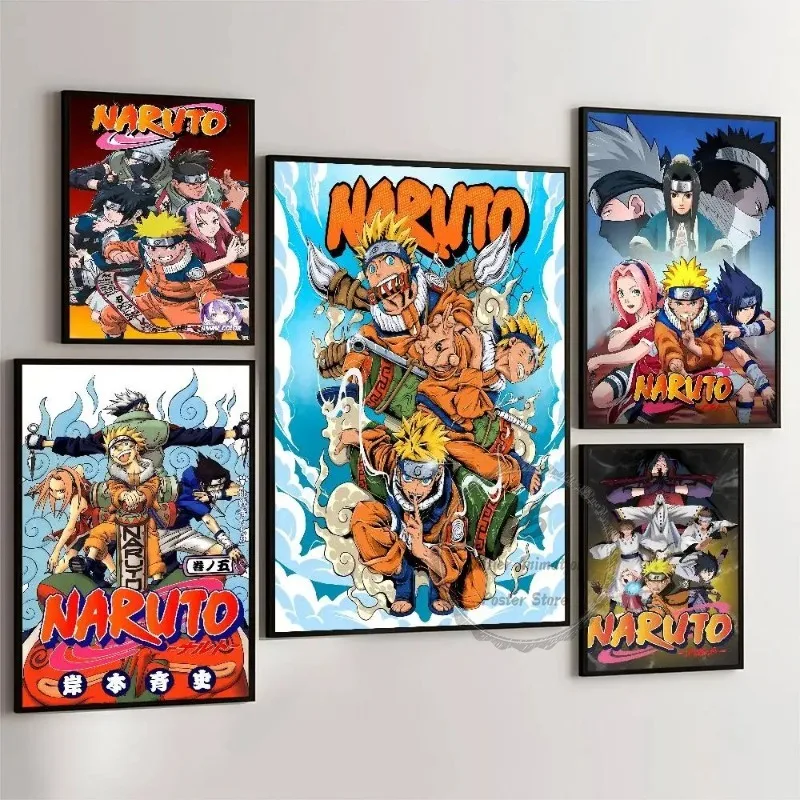 Pósteres adhesivos de anime japonés N-Naruto, decoración Vintage para habitación, hogar, Bar, cafetería, decoración de pared para habitación