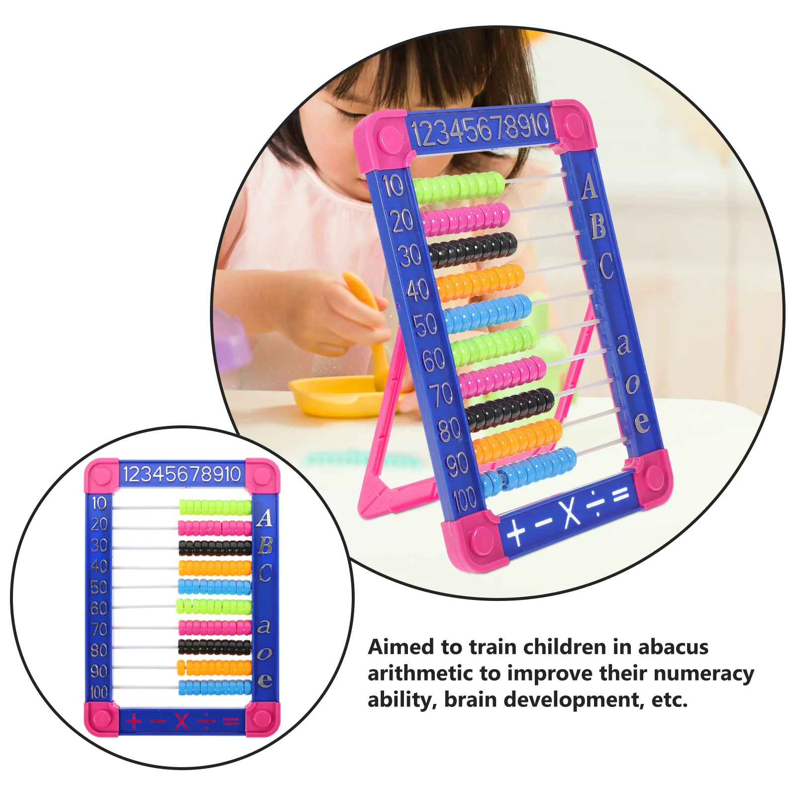 Abacus Household Baby Beads Toy Rekenrek for Kids Math Counting Blocks Plastic Small Stand