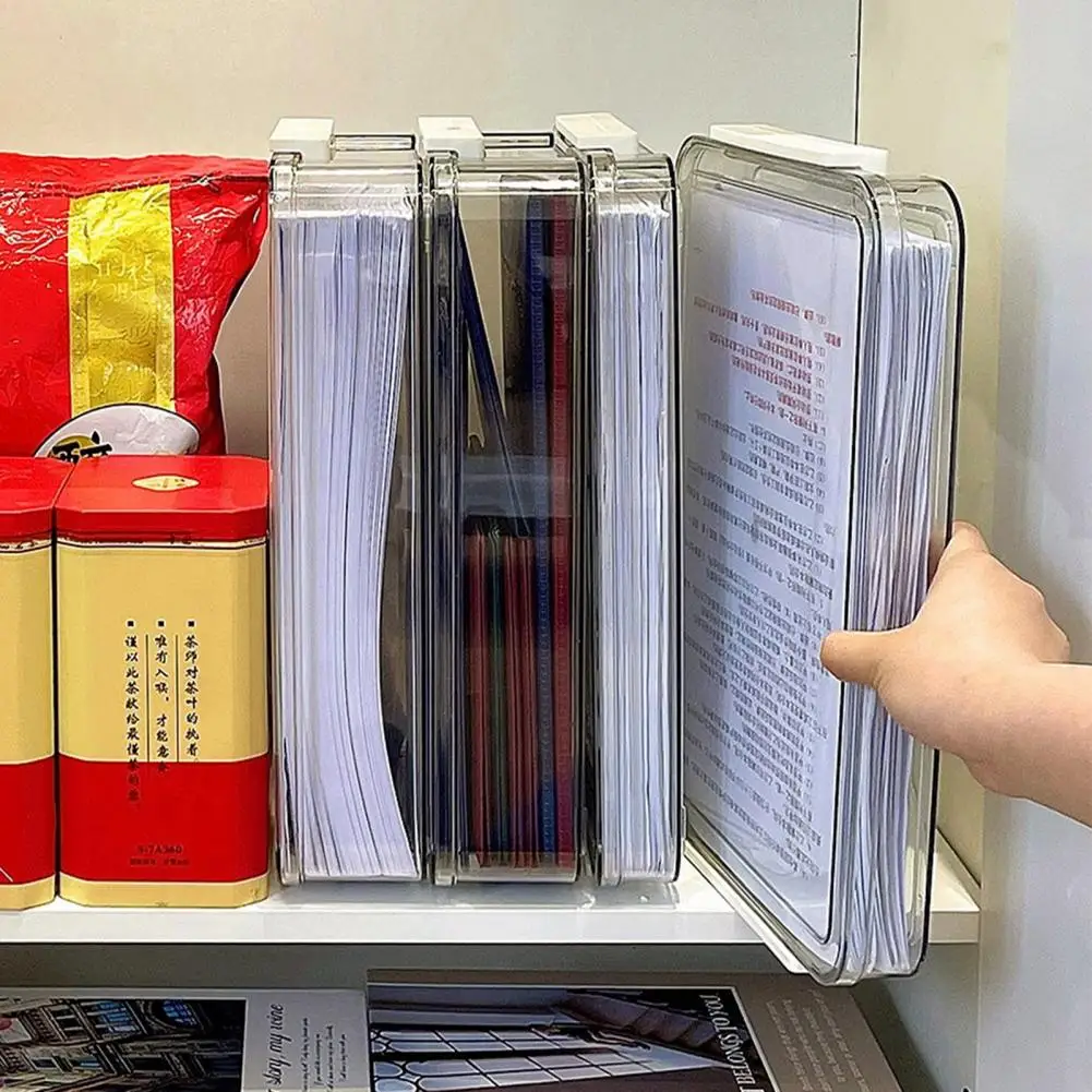 Organizador de faturas, recipiente de capacidade, empilhável, transparente, caixa de armazenamento de arquivo, organizador para documentos, plástico, snap-on para fácil