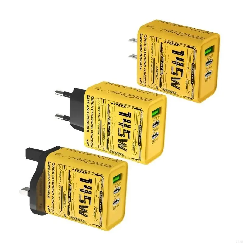 

77JD 145W 3 Port USB C PD3.0 Adapter Fast Speed USB Type C Quick Adapter Powerful