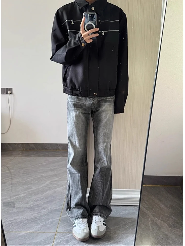 

Джинсы Waed Bla Micro Flare, мужские осенне-зимние джинсы Cleanfit, узкие прямые джинсы с высокой талией, молодежный тренд