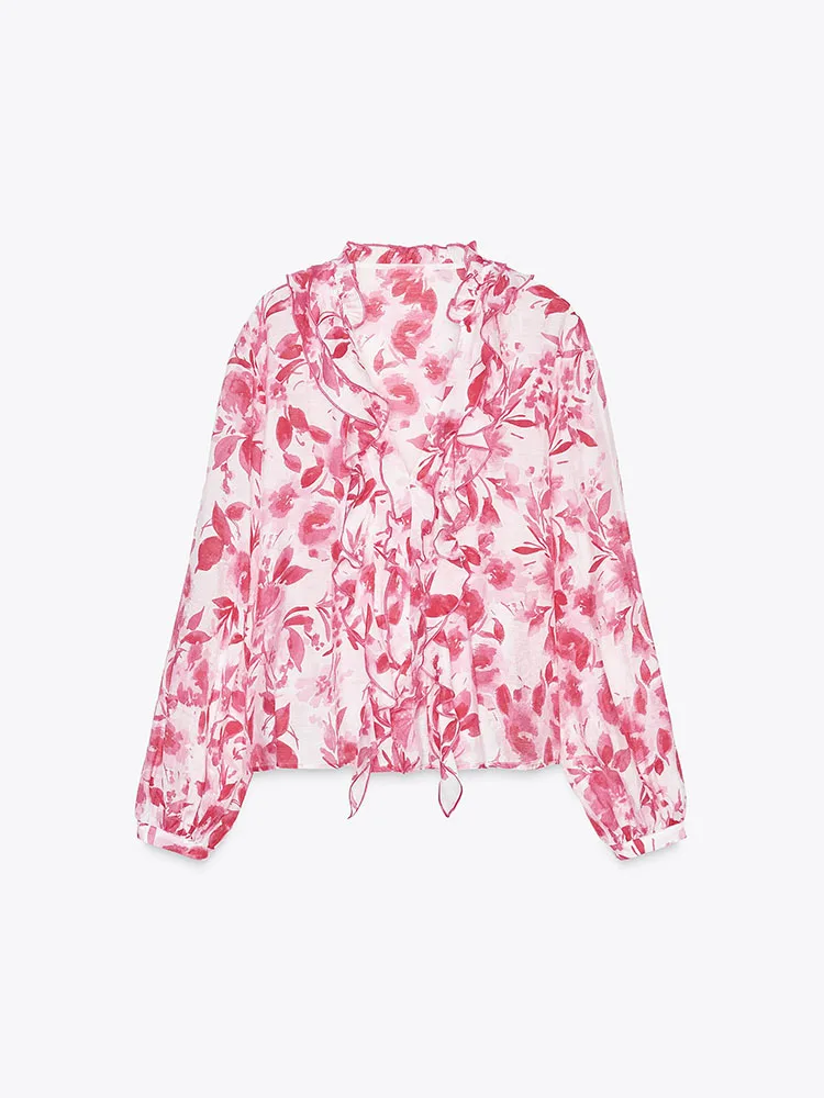 Primavera nova chegada csa de colarinho f midi saia moda conjunto manga longa calças cridas e conjunto za...