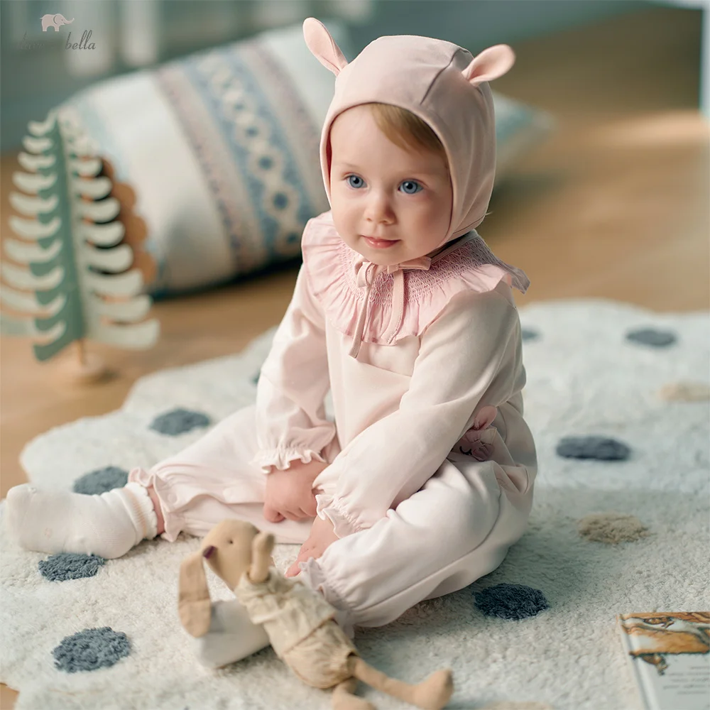 Dave Bella Baby Pink Jumpsuit Autumn Girl's Romper Casual Cotton Newborn Creeper Comfortable Cute Cartoon Antistatic DB3252989