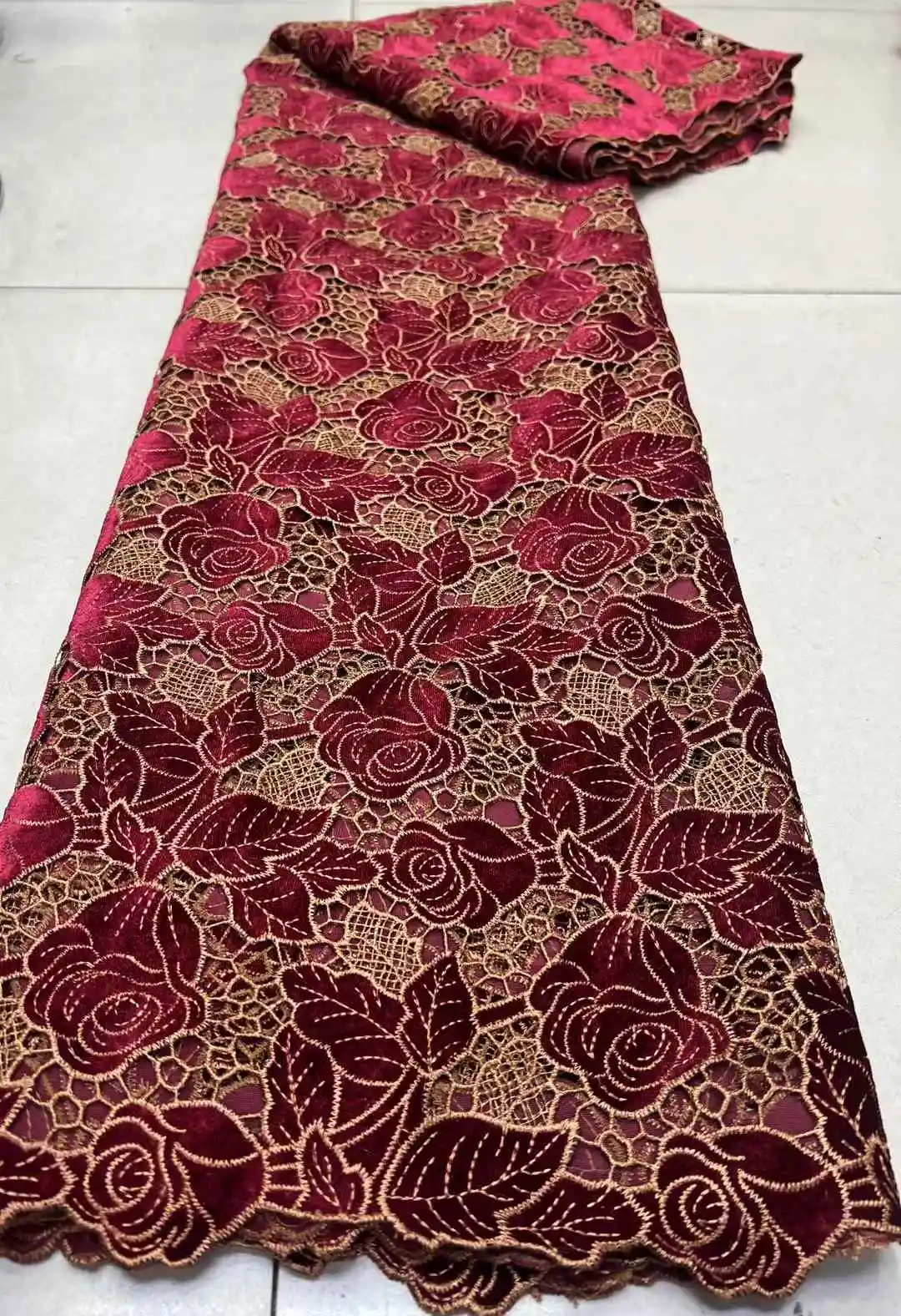 Best Selling French Velvet Lace Fabric 5 Yards 2025 High Quality Nigerian Party Multicolor Embroidery African Lace Fabric