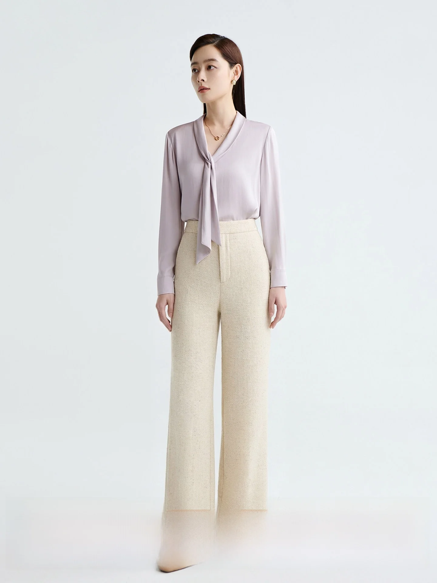 

Женские шерстяные повседневные брюки CVANEA Commuter Sle с высокой талией, прямые, блестящие, длинные, теплые, для ежедневной носки