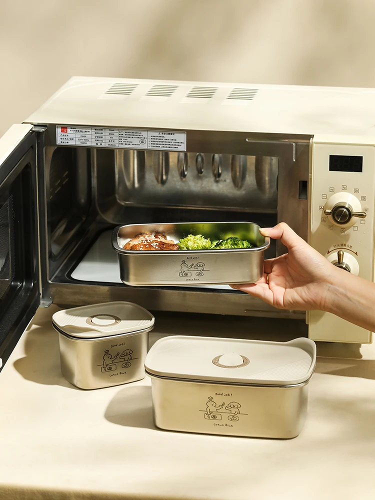 

Ланч-бокс из нержавеющей стали для еды, пригодный для микроволновой печи, контейнер для хранения продуктов для работы и школы, для подготовки еды