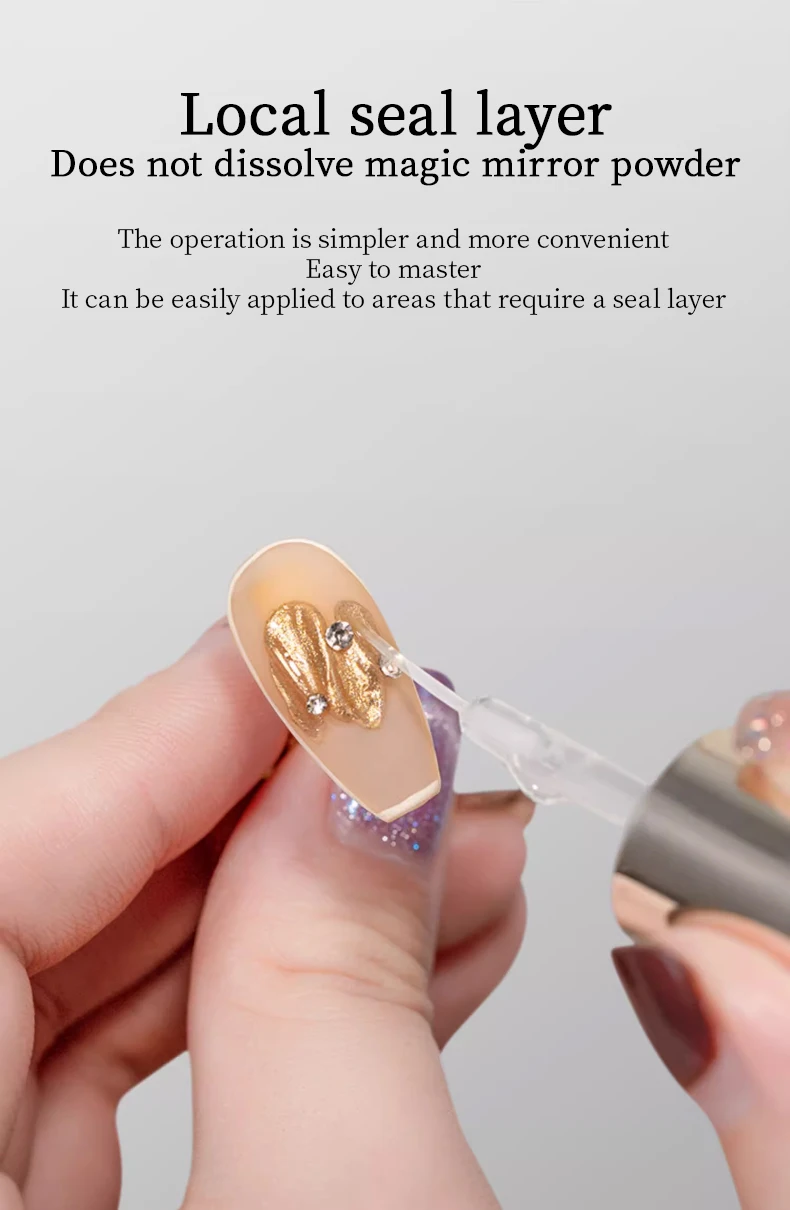 RSNAIL 7g Strass Kleber Top Coat mit Linienspinsel UV LED Soak Off Lack Transparenter Strass Gel Nagellack Nail Art Salo – Detail 6