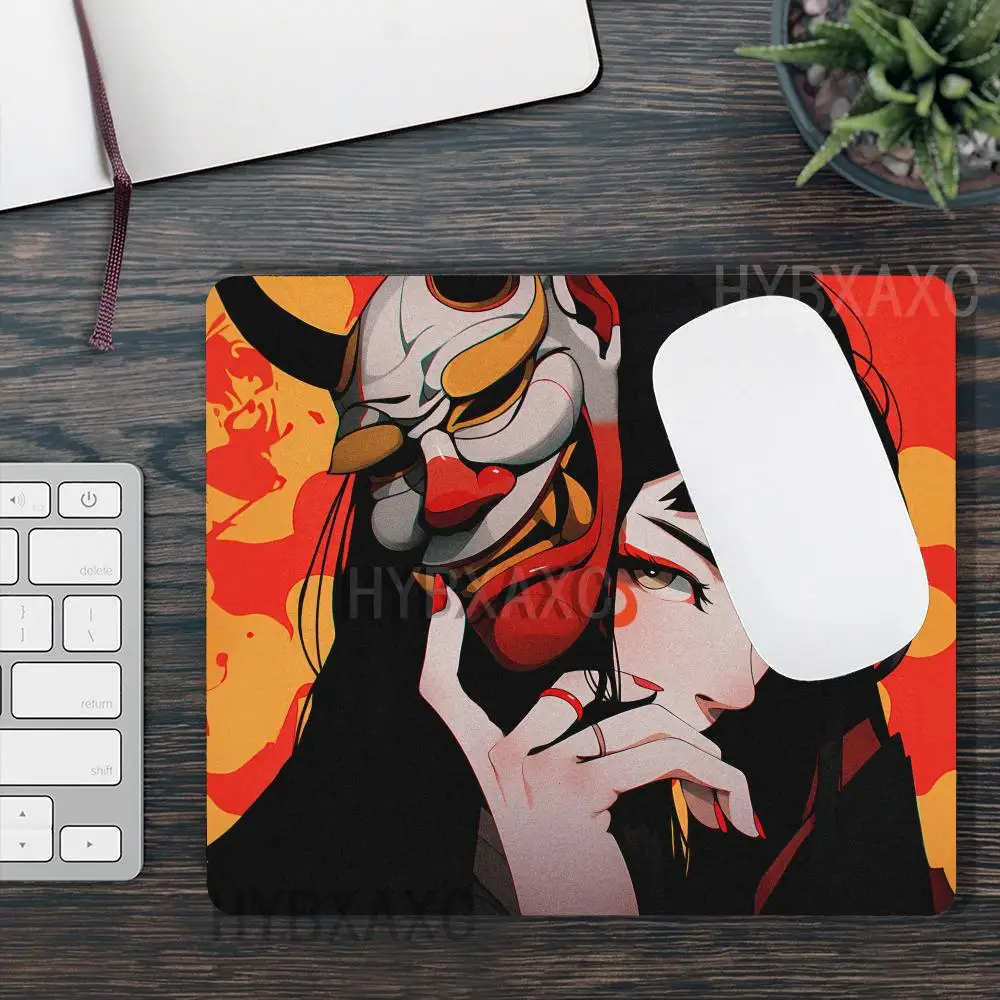 

HYBXAXC Geisha Hannya Mask Red Art Small Mouse Pad Non-Slip Rubber Desk Mat for Gaming Office Mousepad with Stitched Edges