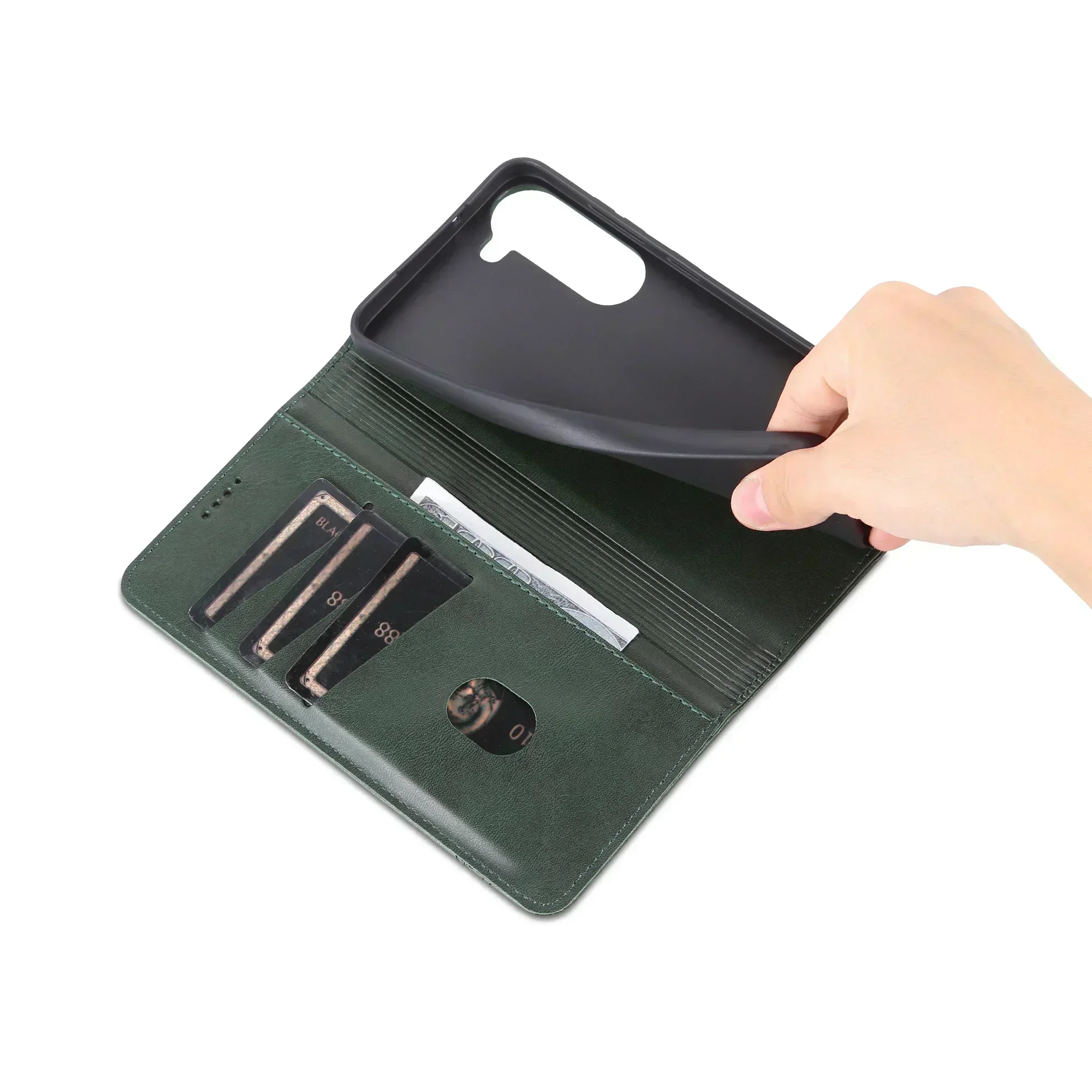 サムスン-本物の牛革携帯電話ケース,磁気カードスロット付きウォレット,サムスンギャラクシーs24 s24p s24u s23 s22 s21 s21fe s20 s10 s9 s8