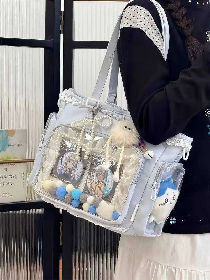 Neue Japanische Süße Schleifen-Ita-Tasche, Lolita-Mädchen Transparente Handtaschen, Modische Große Kapazität Tragetasche, Ästhetische Schultertaschen – Detail 28