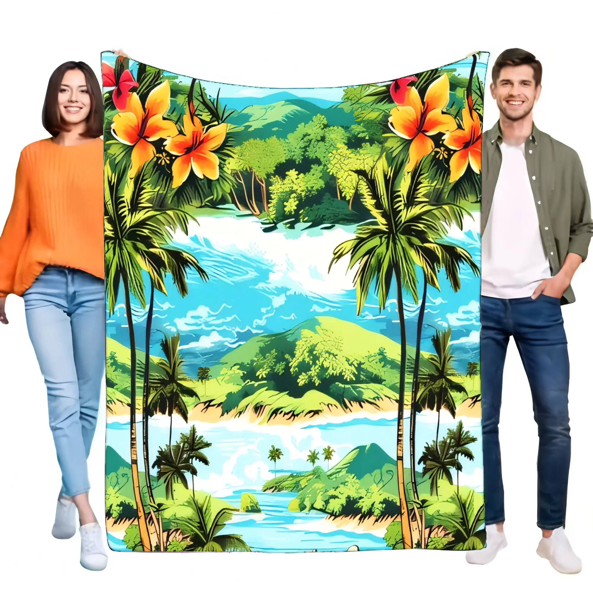 Tropical Paradise Blanket Soft Beach Sofa Throw Cozy Lightweight Home Decor Perfect Gift for Nature Lovers