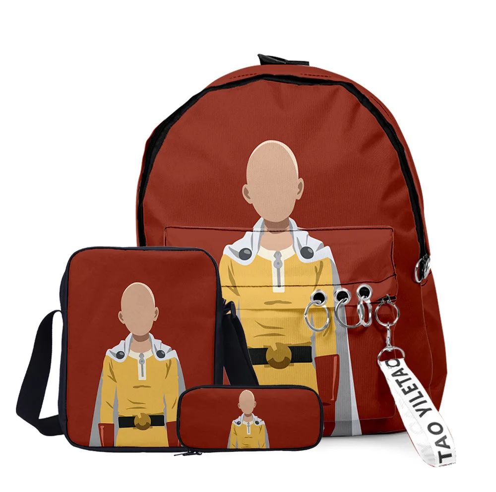 Popular Youthful One Punch Man 3D Print 3pcs/Set Children Pupil Travel bags Key Chain Small Backpack Shoulder Bag Pencil Case