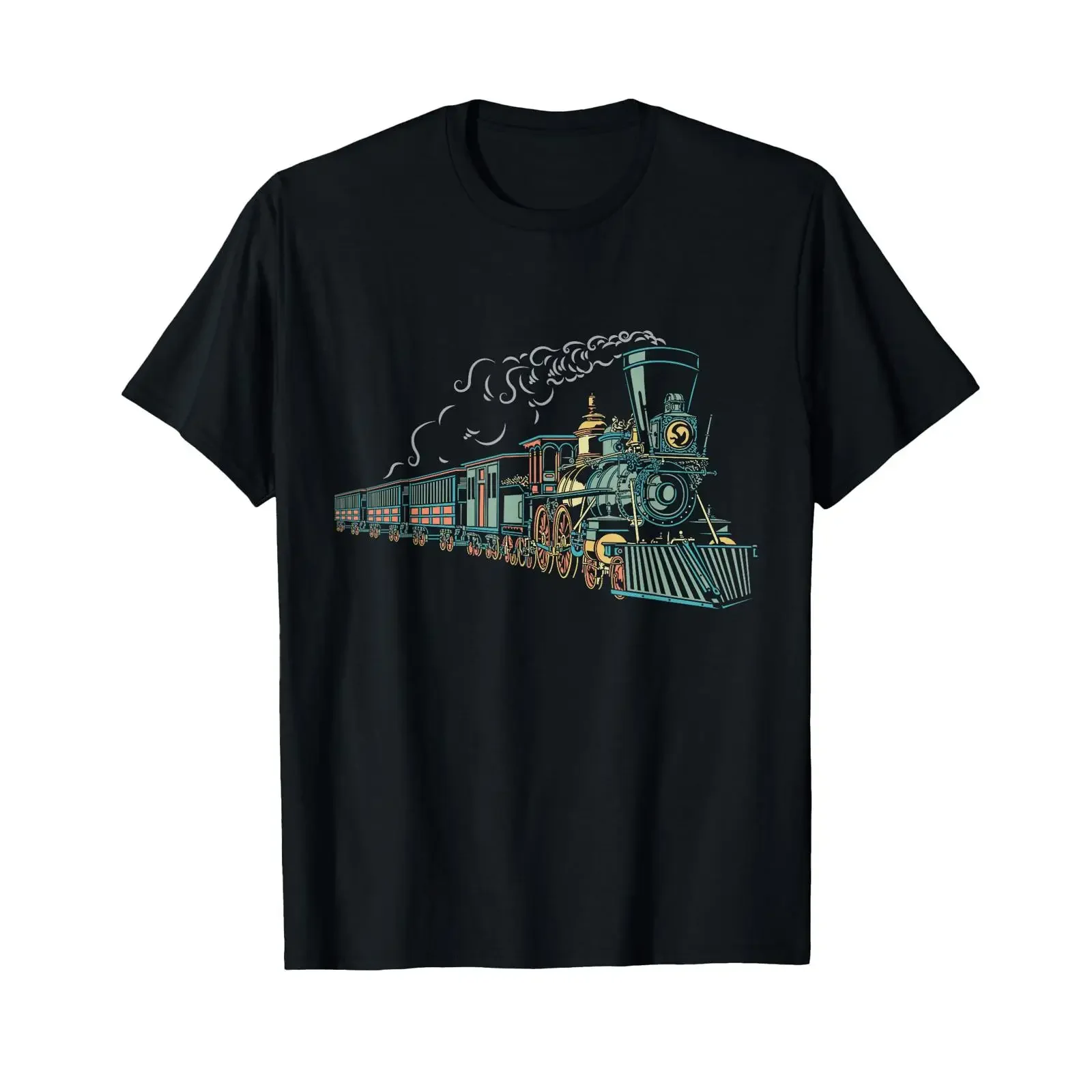 Steam Train Guide Station Model Railway T Shirt vintage Washed Versatile Casual Slightly Top For Everyday Wear Breathable