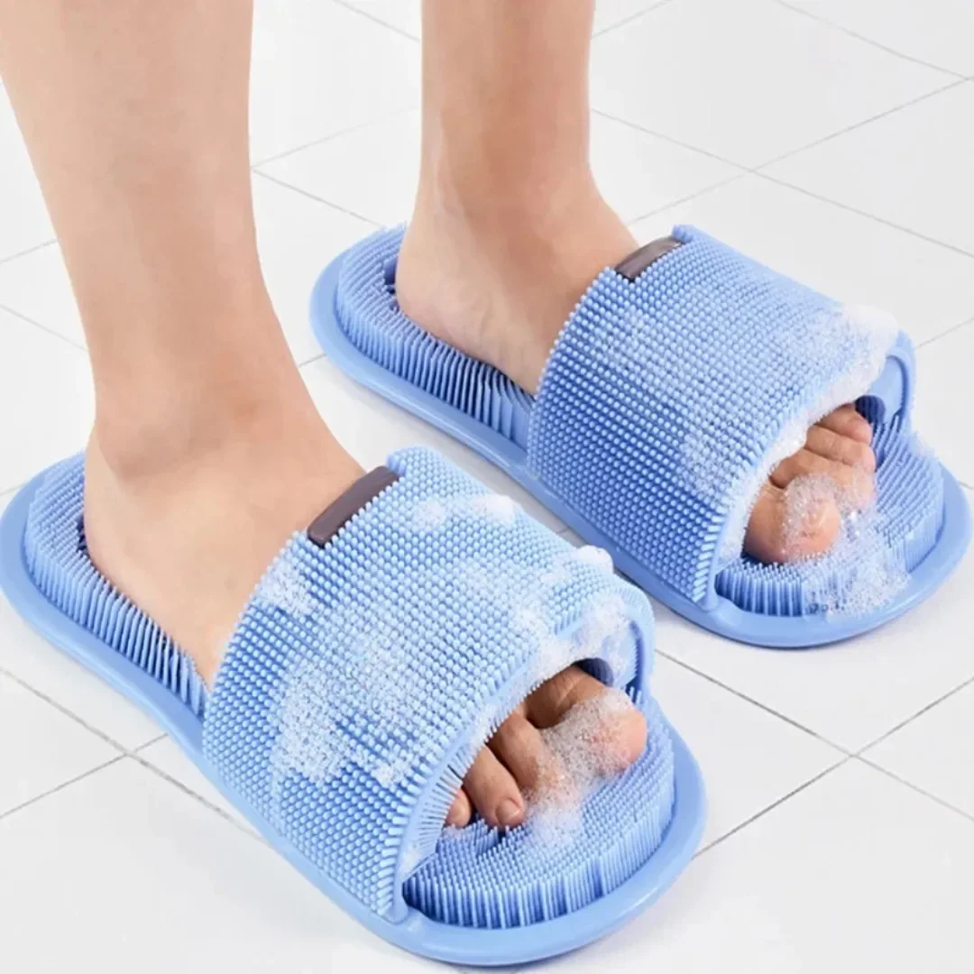 1pc Magic Foot Wash Slippers All-round Bristle Non-slip Silicone Foot Wash Exfoliating Massage Slippers Bathroom Cleaning Brush