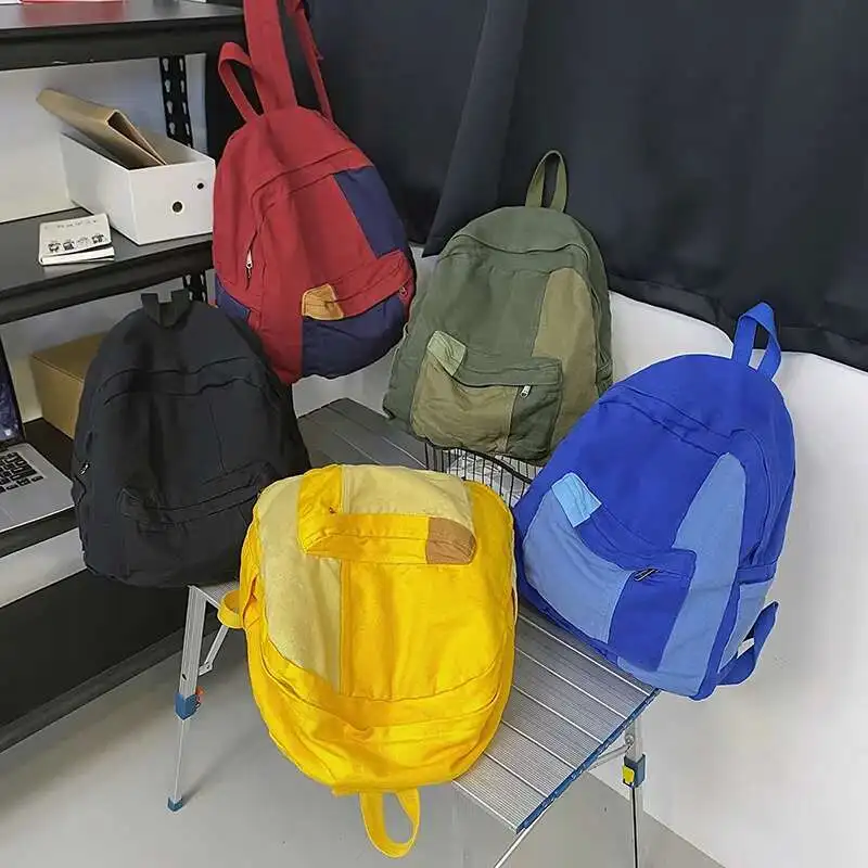

Fashion Panelled Women Backpack Canvas Kawaii Girl Travel Book Bags College Lady Laptop Backpacks Cute Travel Rucksack Schoolbag
