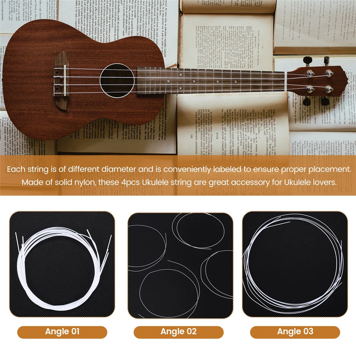 

4pcs White Nylon Ukulele String Set