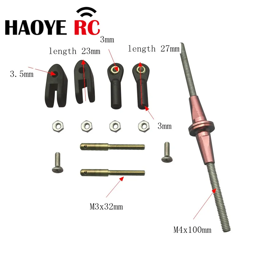 Haoye 1 Set Alu Adjustable Control Horns Vertical Push Rod Assembly RC Airplanes Parts Electric Planes Foam Model Replacement