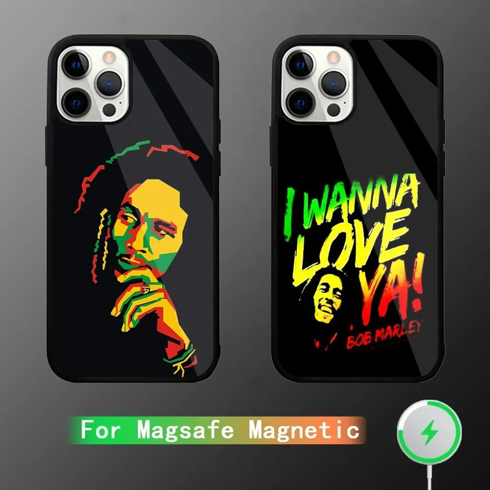 B-Bob M-Marley Rasta Lion Phone Case For iPhone 15,14,13,12,11,Plus,Pro,Max Mini Magsafe Magnetic Wireless Charging