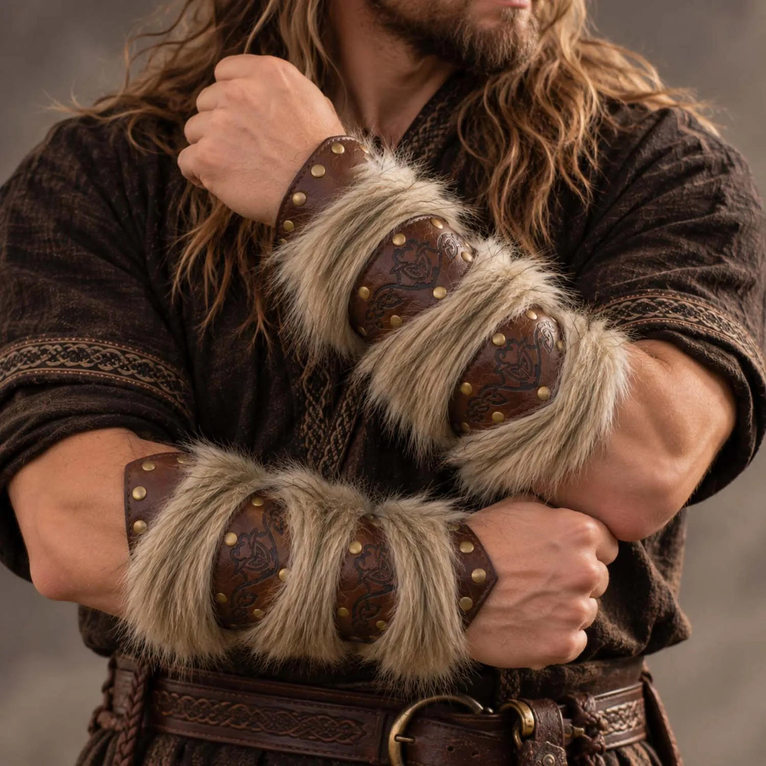 Medieval Viking Bracelet Nordic Warrior Rivet Arm Protector Renaissance LARP Role Playing Men's and Women's Clothing Accessories