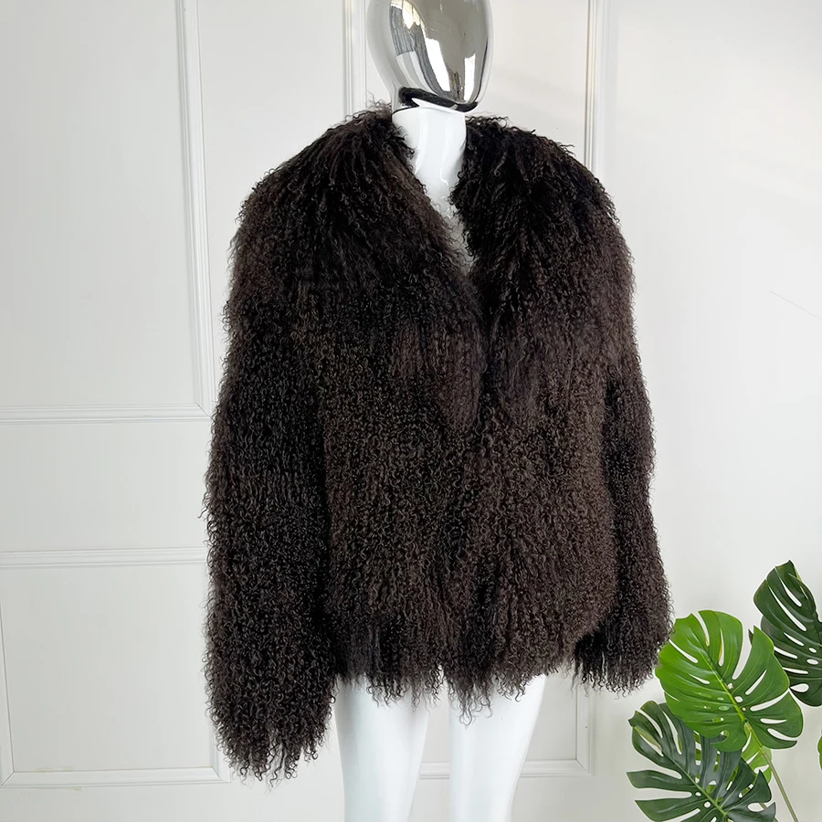 Real Lamb Fur Coat Women Sheepskin Coats Real Fur Short Jacket Tibetan Lamb Fur Coat Genuine Sheep Fur Coat Mongolian Fur Coat