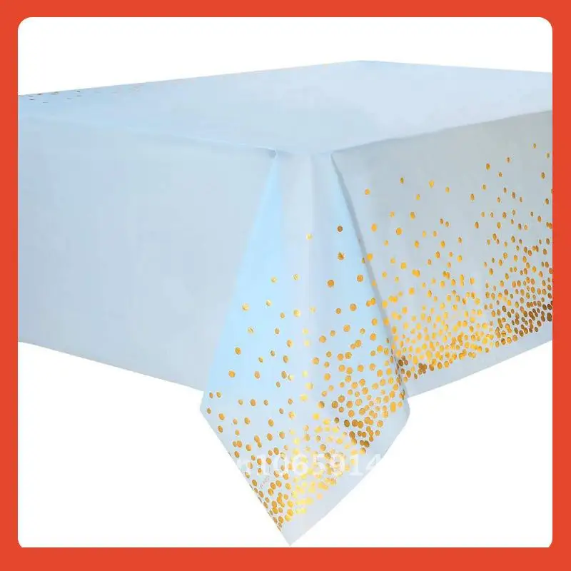 

Blue background hot stamping dot disposable tablecloth PEVA dot tablecloth party supplies printed dot tablecloth