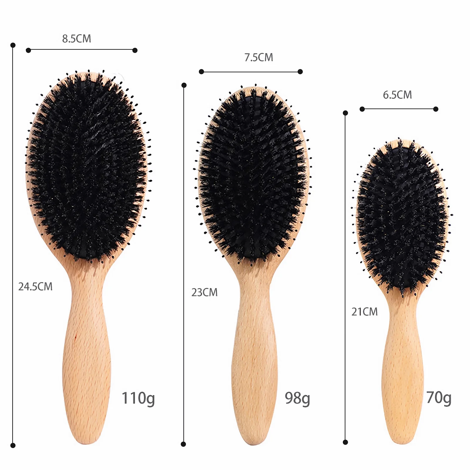 The Mixed Bristle Beech Wood Paddle Brush Airbag Scalp Massage Hair Styling Hairbrush For Woman Beauty Salon Barbershop Tools