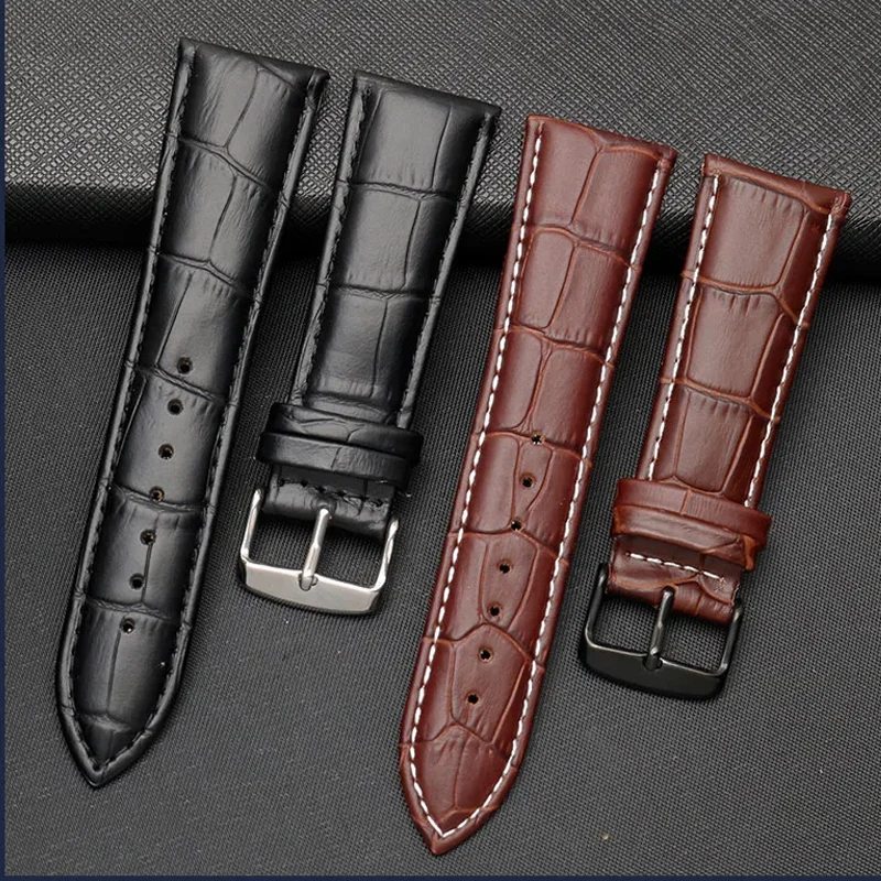 الرجال حزام ساعة جلد طبيعي دبوس مشبك المشبك 22 مللي متر-28 مللي متر التمساح الحبوب العامة حزام (استيك) ساعة سوار لجميع الساعات #1