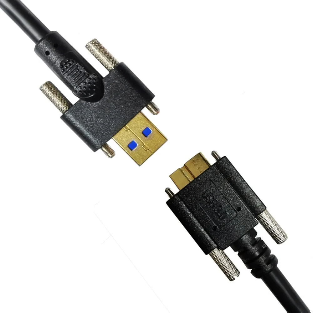 USB 3.0 Micro B Cable with M3 Fixing Screw AM to Micro B for M2 Hard Disk Computer Industrial Camera - Durable Data Transfer Cor