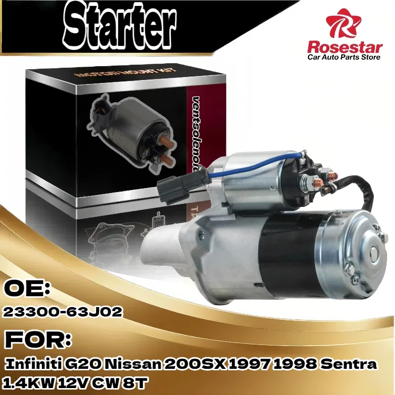 

For Infiniti G20, For Nissan 200SX (1997-1998)/Sentra | 1x Starter Motor | 1.4KW 12V CW 8T | OE 23300-63J02