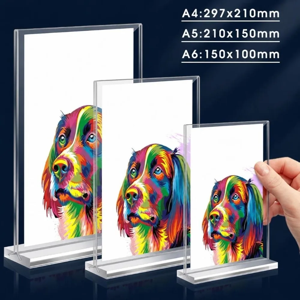 High Quality A4/A5/A6 Desk Display Stand Double Side Clear Transparent Price Label Display Rack Acrylic Menu Stand Holder Hotel