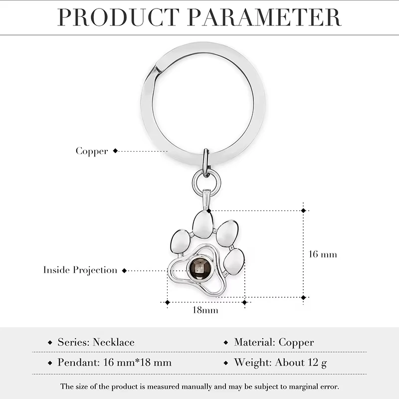 تخصيص صور الحيوانات الأليفة مخلب شكل قلادة كيرينغ للنساء الرجال الحيوانات الأليفة الفولاذ المقاوم للصدأ شخصية المفاتيح