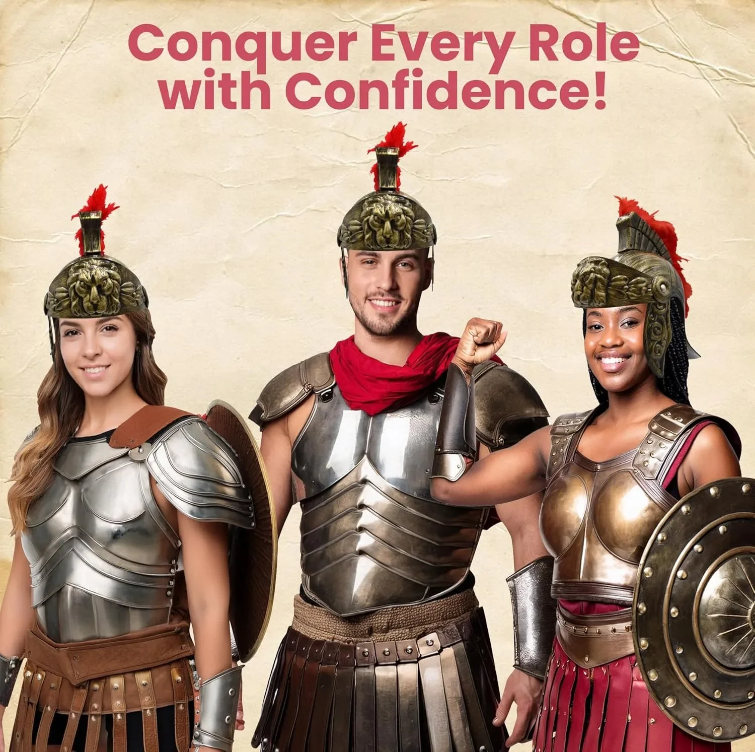 Halloween kostuums Trojan Legion helm volwassen Sparta Romeinse helm met rode nep veren pluim Griekse gladiator kostuumhelmen