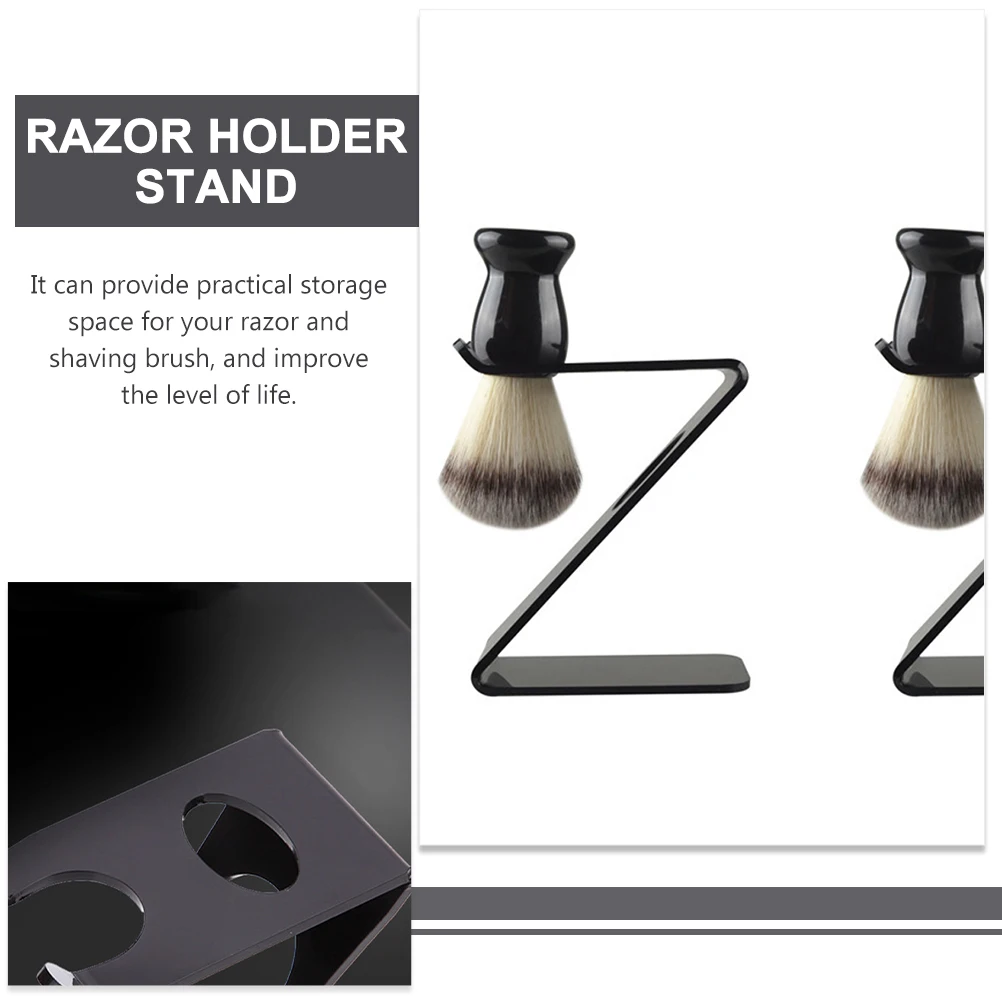

Stable Base Razor Stand Shaving Brush Holder Organizer Durable Desktop Stand For Manual Razors Shaving Brushes Men'S Grooming