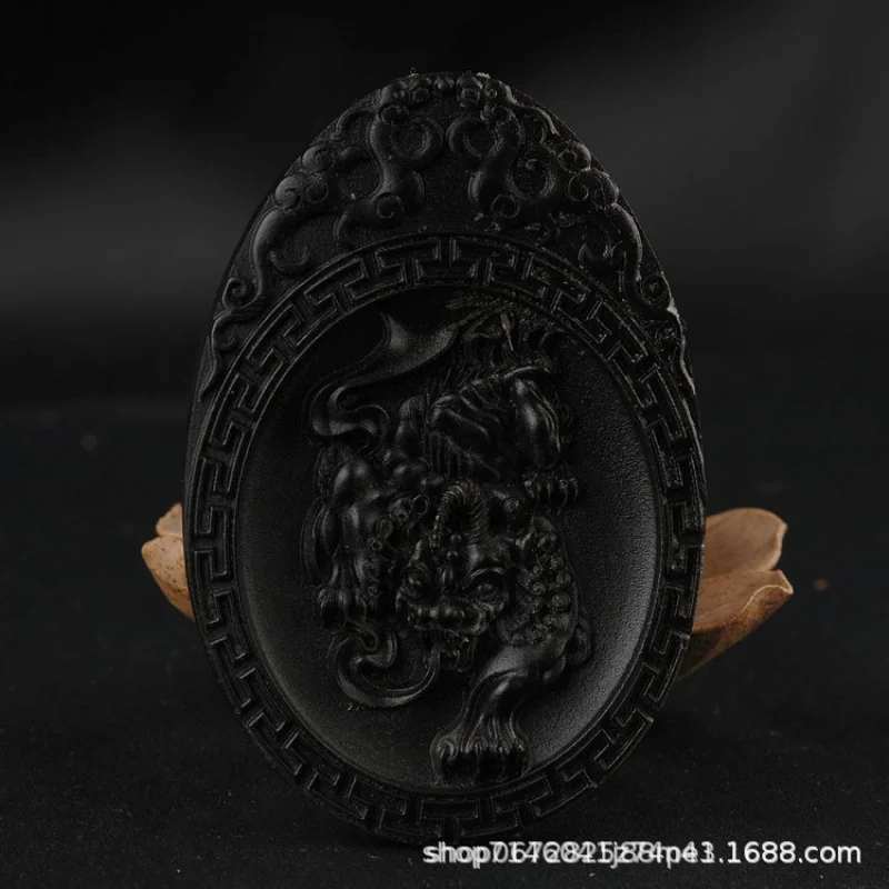 Black Ox Horn Carving Xiaoxiao Guan Yu Amulet Gossip Tag Guanyin Shield Ethnic Style Personality Brand in Stock Wholesale