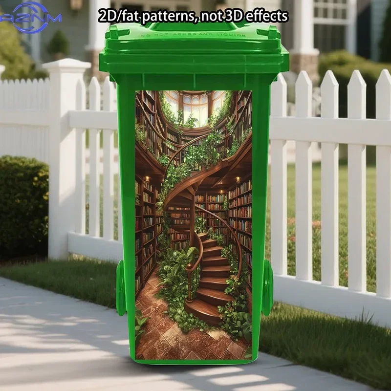2D Pattern Decal for Trash Can Creative Decor Sticker for Household Bin Makeover