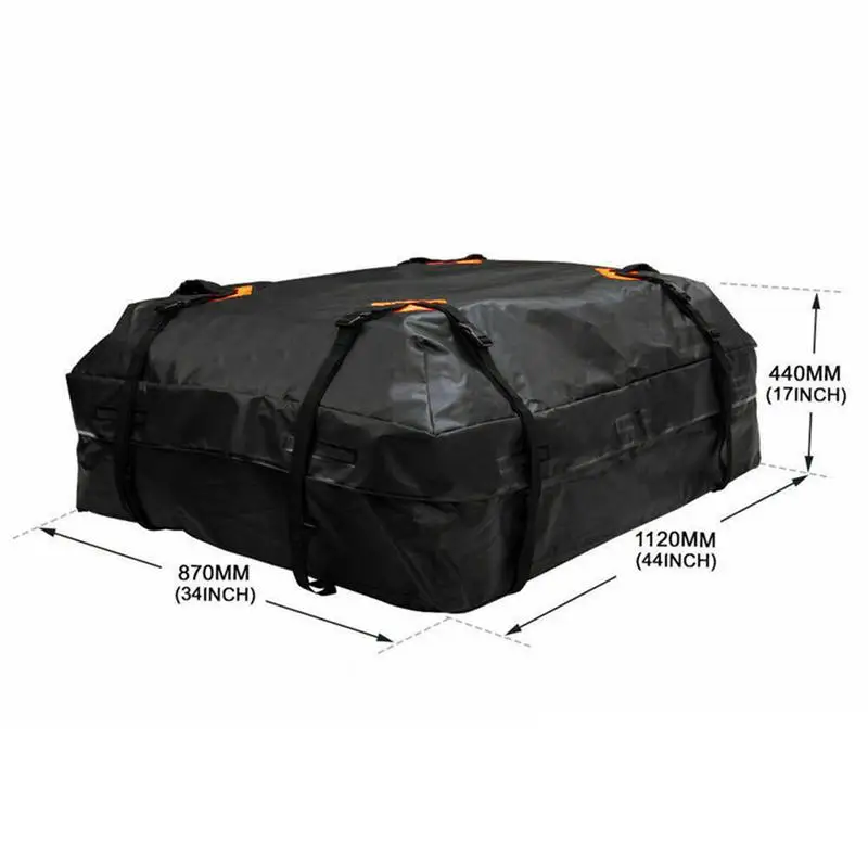 112X87X44cm 425L Waterproof Car Cargo Roof Bag Waterproof Rooftop Luggage Carrier Black Storage Travel Waterproof For SUV Van