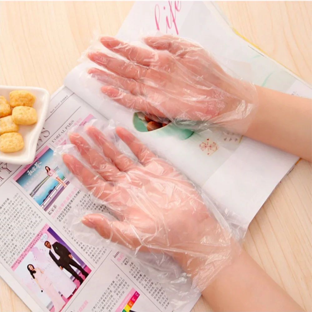 100pcs Eco-friendly Disposable Plastic Gloves for Restaurant Hotel Handling Raw Chicken Rubber Gloves