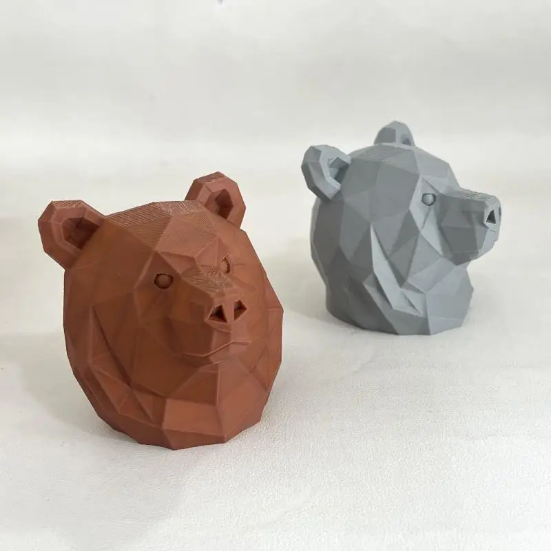 

Статуя головы медведя с 3D принтом, чехол для автомобильного прицепа с украшением для домашнего рабочего стола, уникальный орнамент в форме животного, подарок